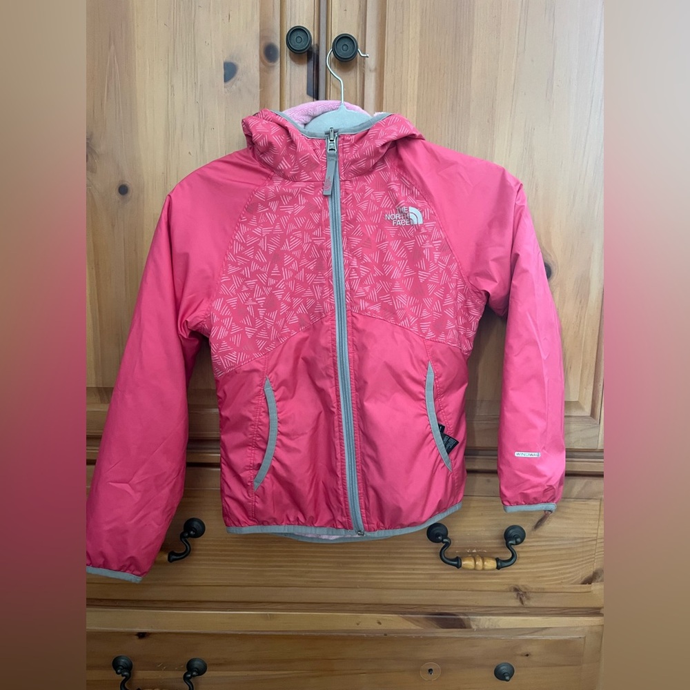 The North Face Pink full zip reversable coat with Hood